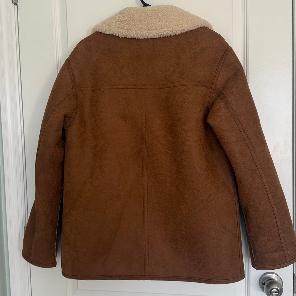 MANGO Oversized Cognag Tan Shearling Jacket Coat Size XS - Small Oversized - Picture 9 of 16